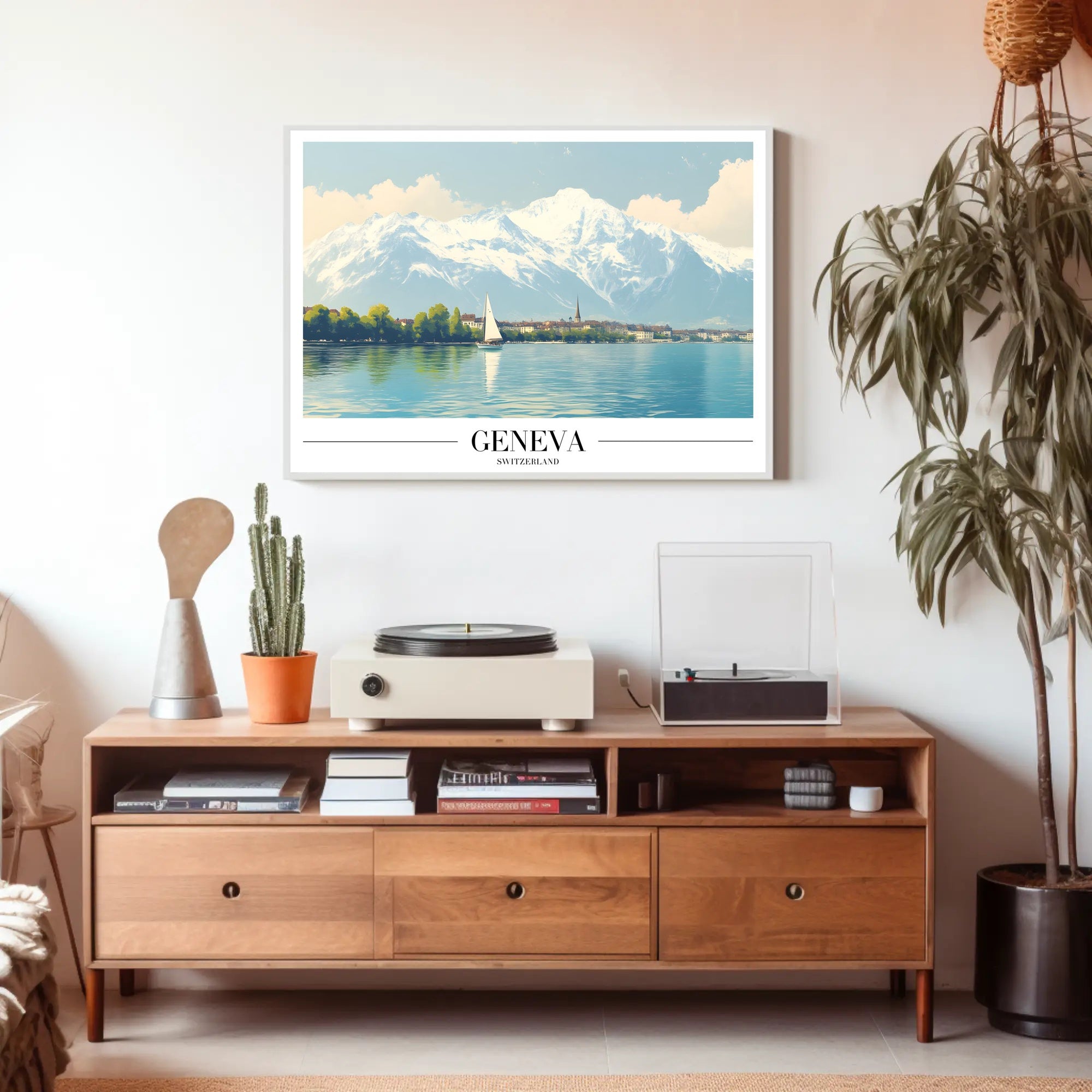 Geneva Serenity Vintage Travel Poster PosterGoat