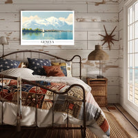 Geneva Serenity Vintage Travel Poster PosterGoat