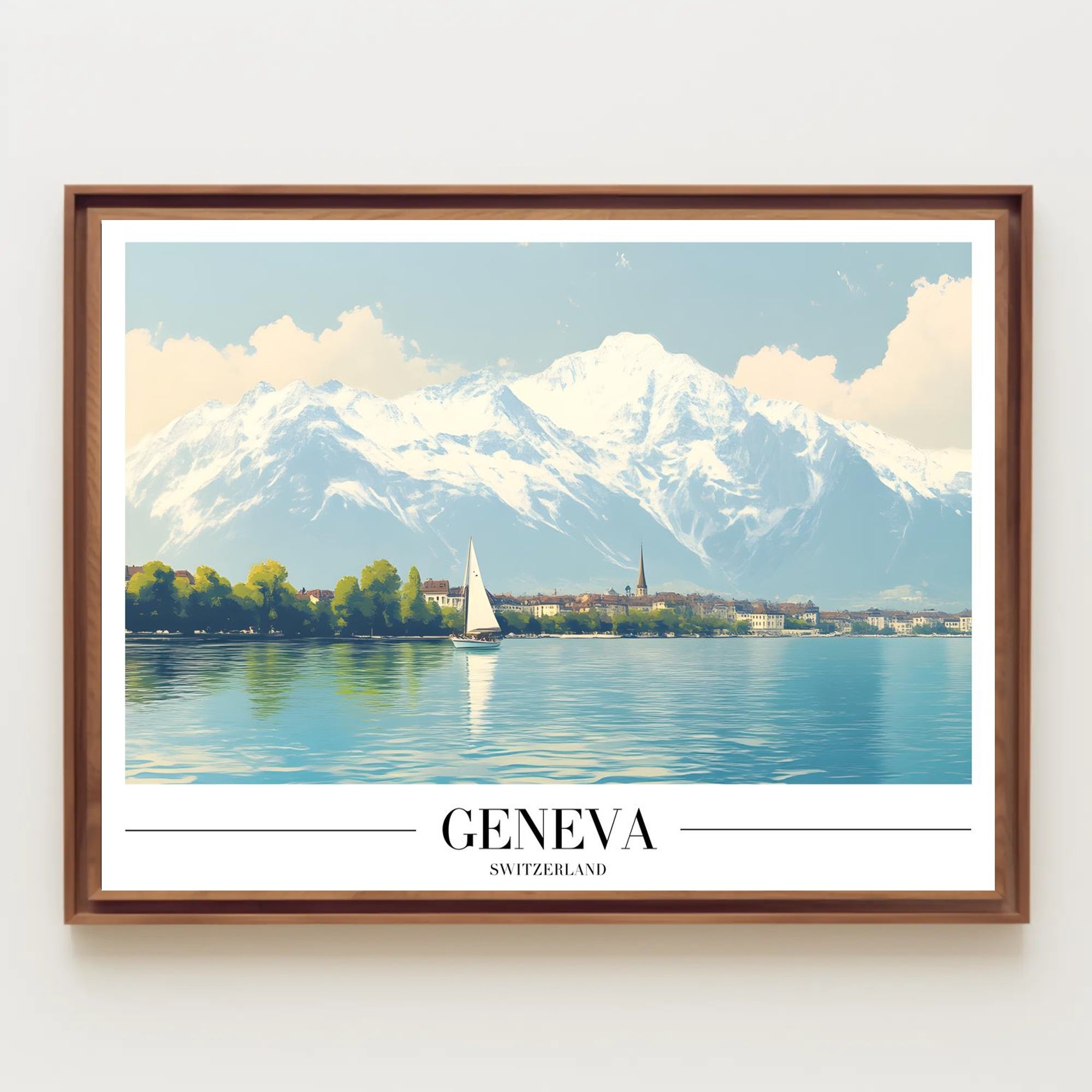 Geneva Serenity Vintage Travel Poster PosterGoat