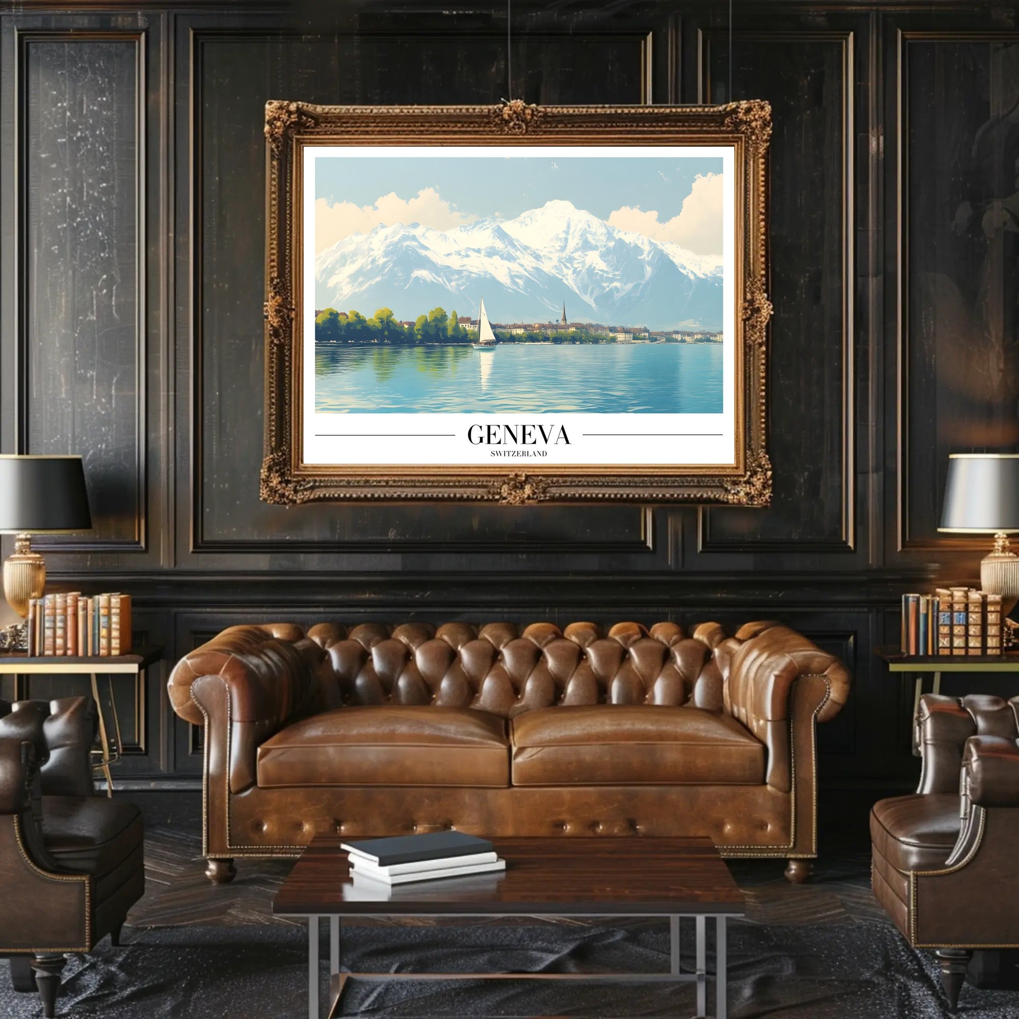 Geneva Serenity Vintage Travel Poster PosterGoat