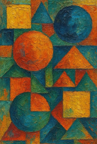 Geometric Abstraction with Vibrant Colors Abstract Poster PosterGoat