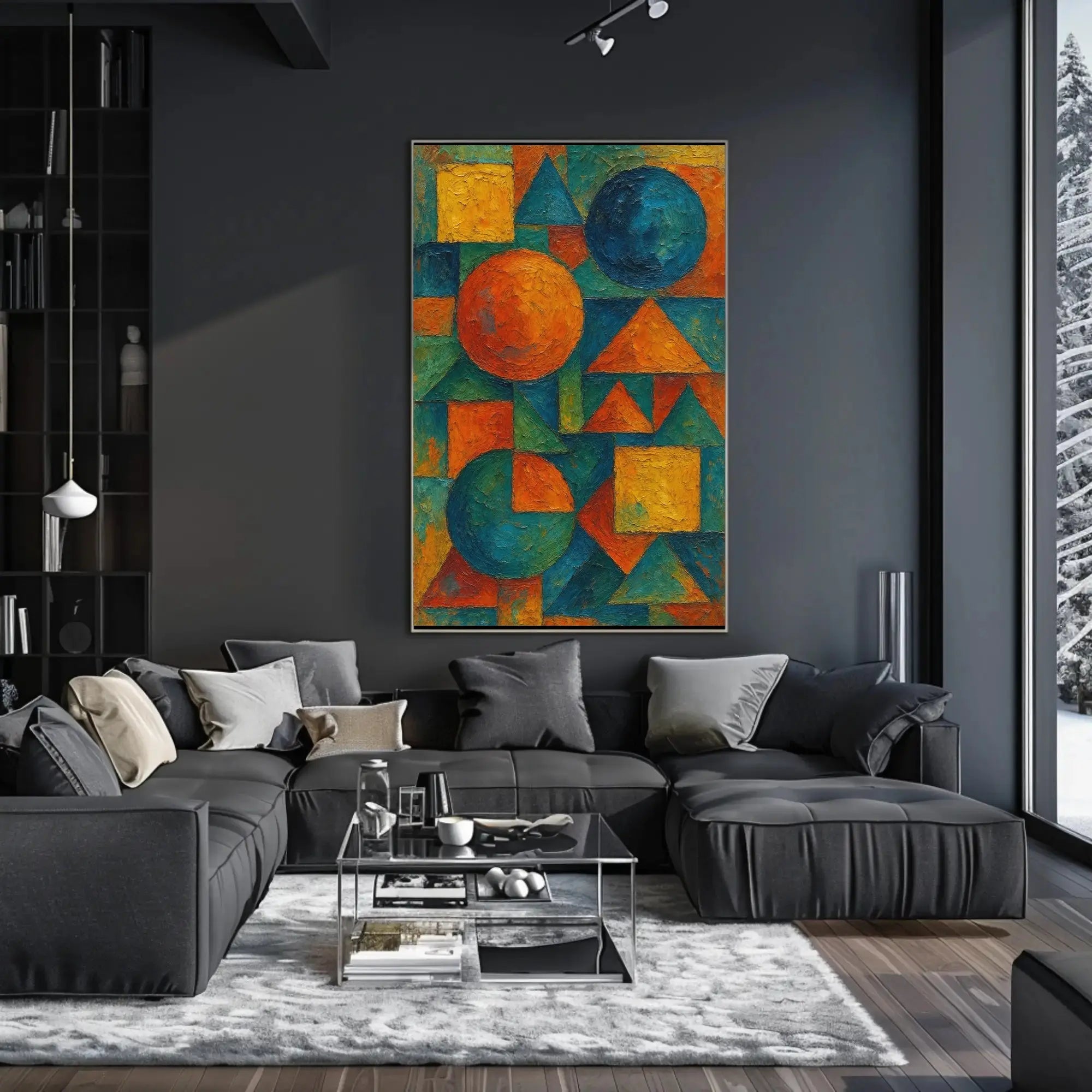 Geometric Abstraction with Vibrant Colors Abstract Poster PosterGoat