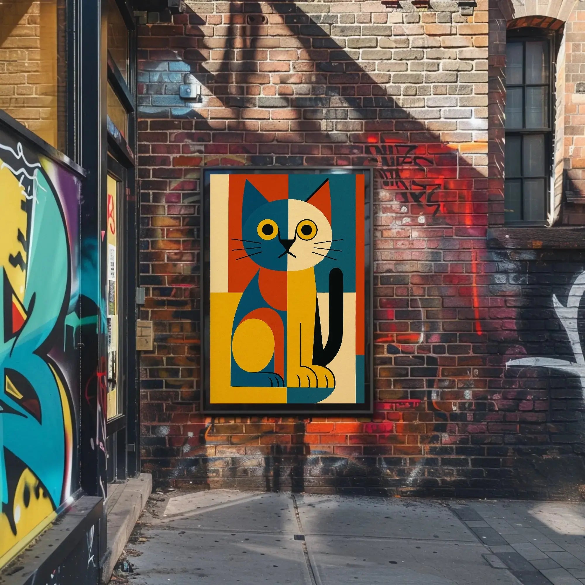 Geometric Cat Abstract Art Animal Poster PosterGoat