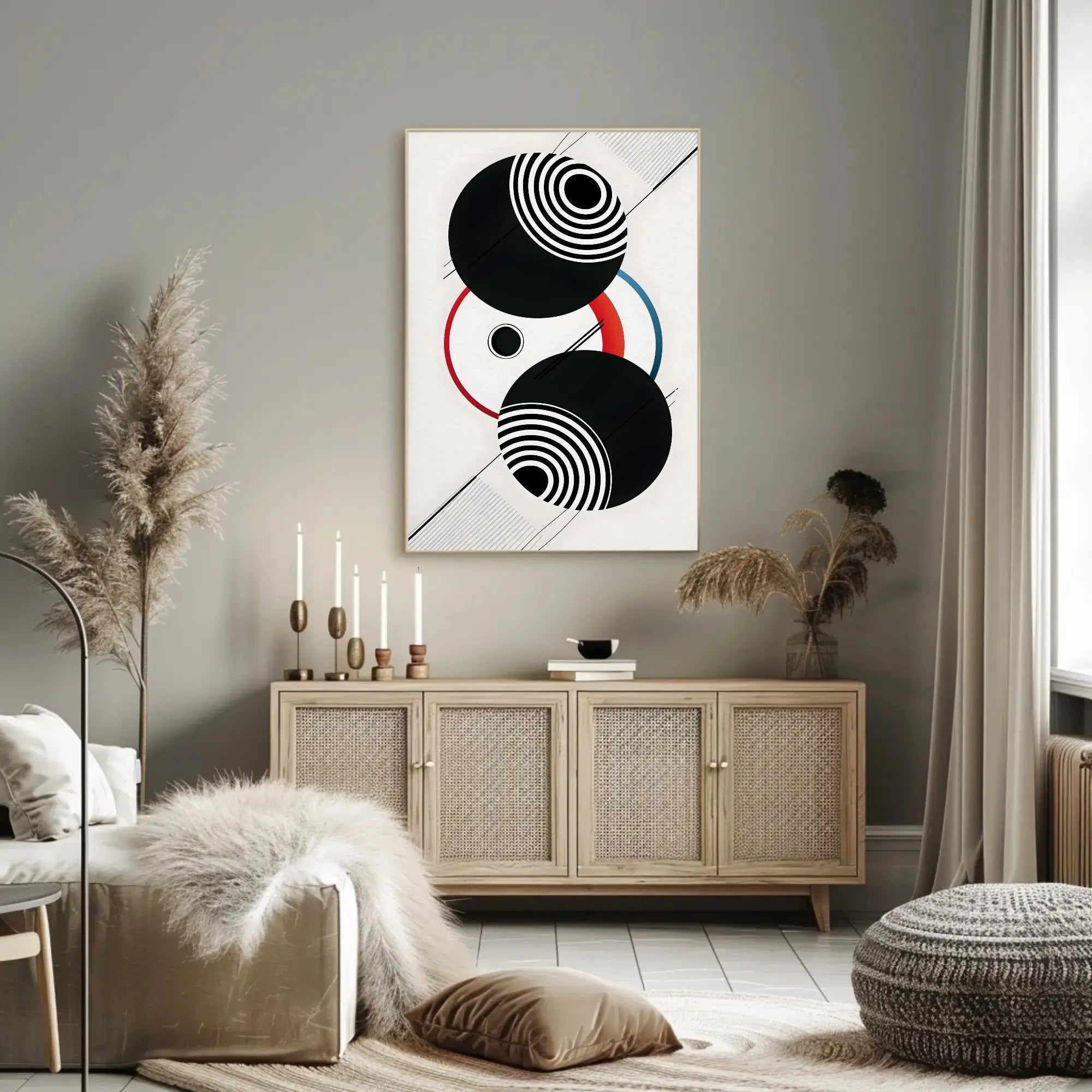 Geometric Sound Waves Modern Abstract Artistic Poster PosterGoat