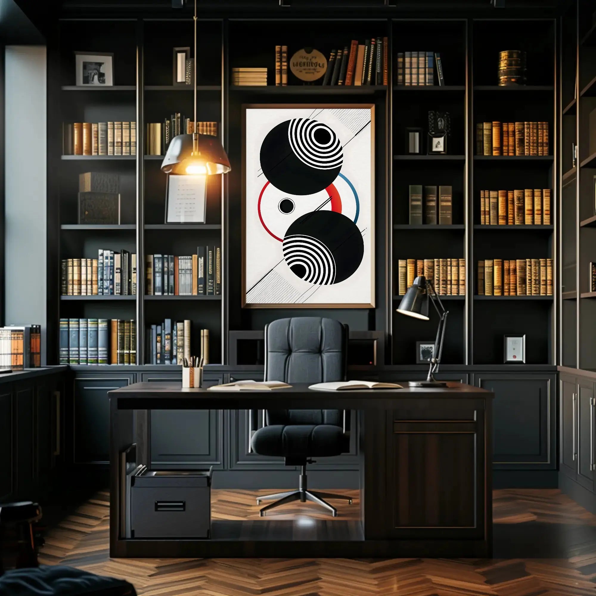 Geometric Sound Waves Modern Abstract Artistic Poster PosterGoat