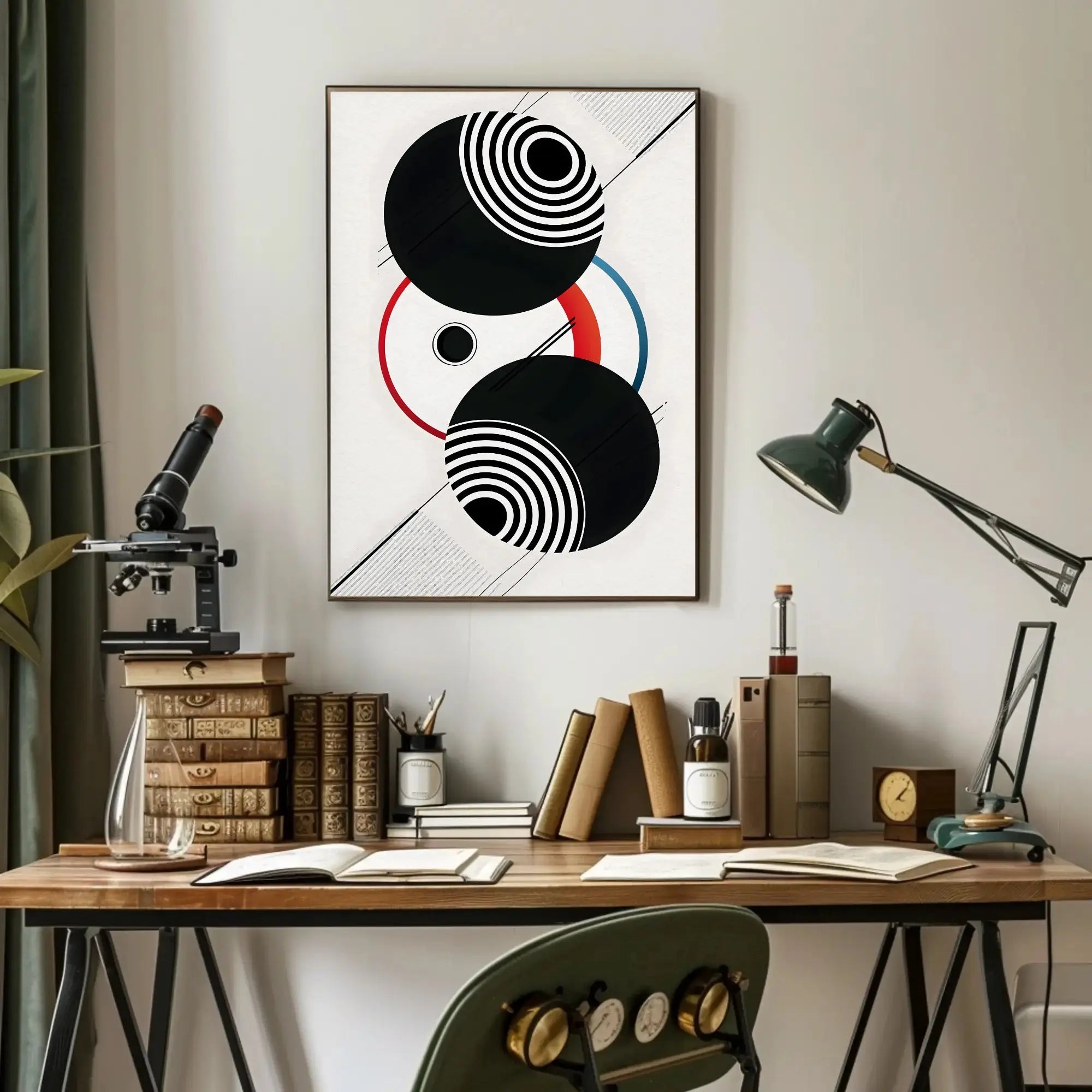 Geometric Sound Waves Modern Abstract Artistic Poster PosterGoat