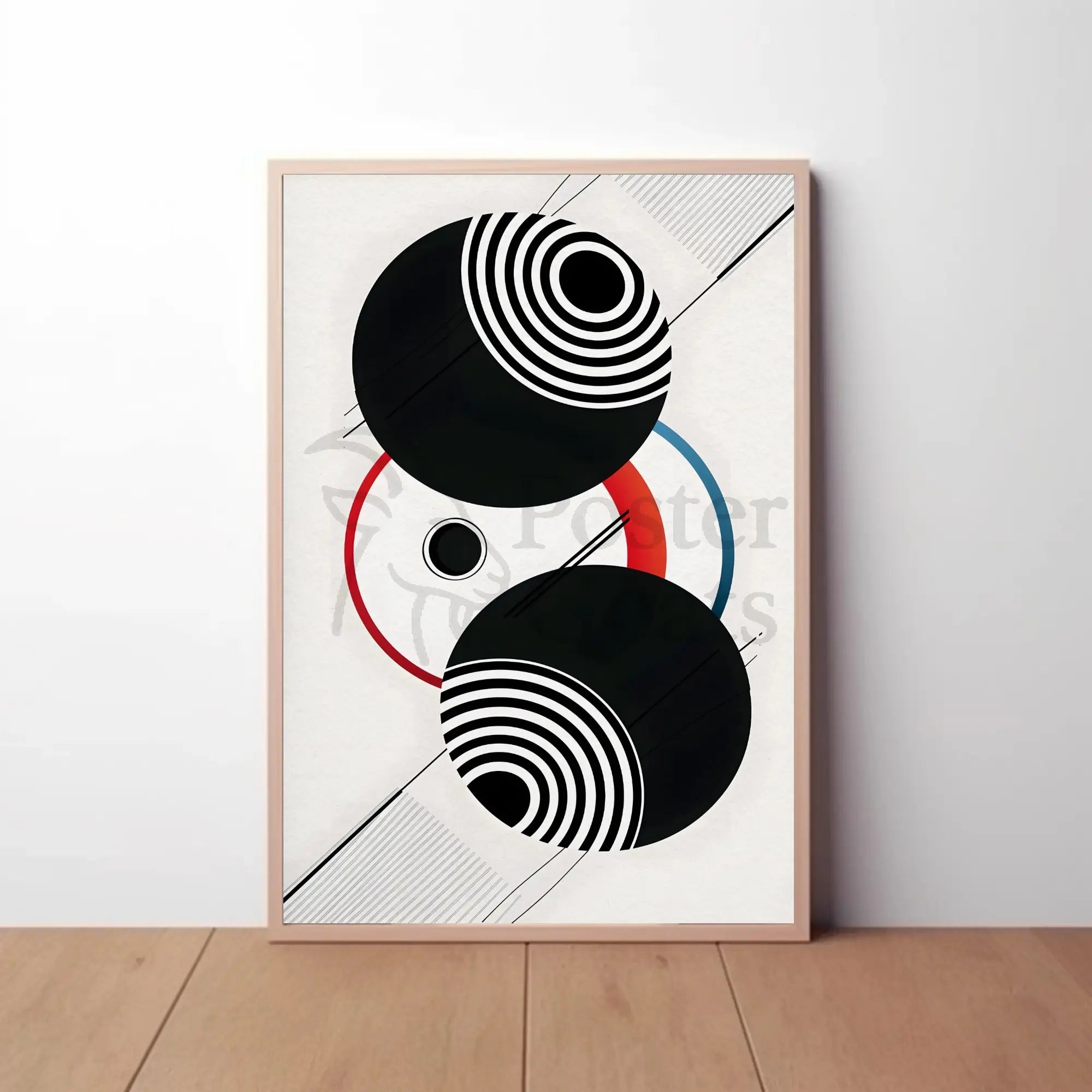Geometric Sound Waves Modern Abstract Artistic Poster PosterGoat