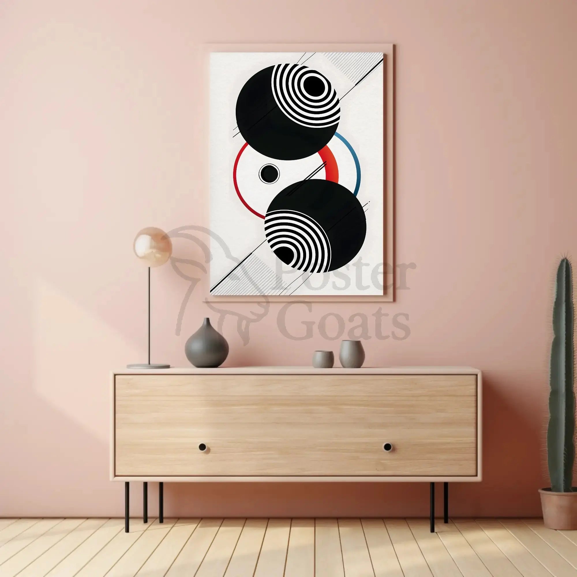 Geometric Sound Waves Modern Abstract Artistic Poster PosterGoat