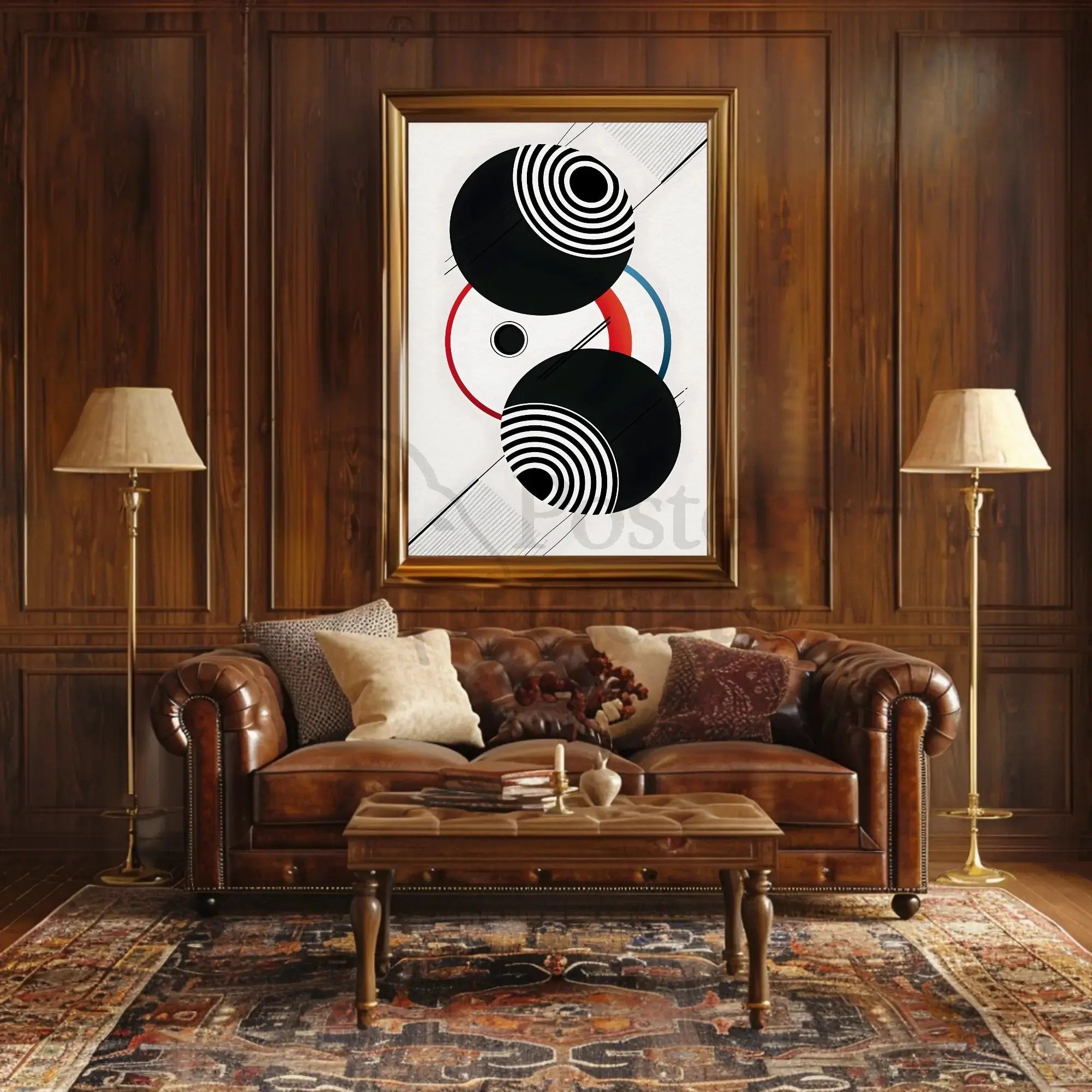 Geometric Sound Waves Modern Abstract Artistic Poster PosterGoat
