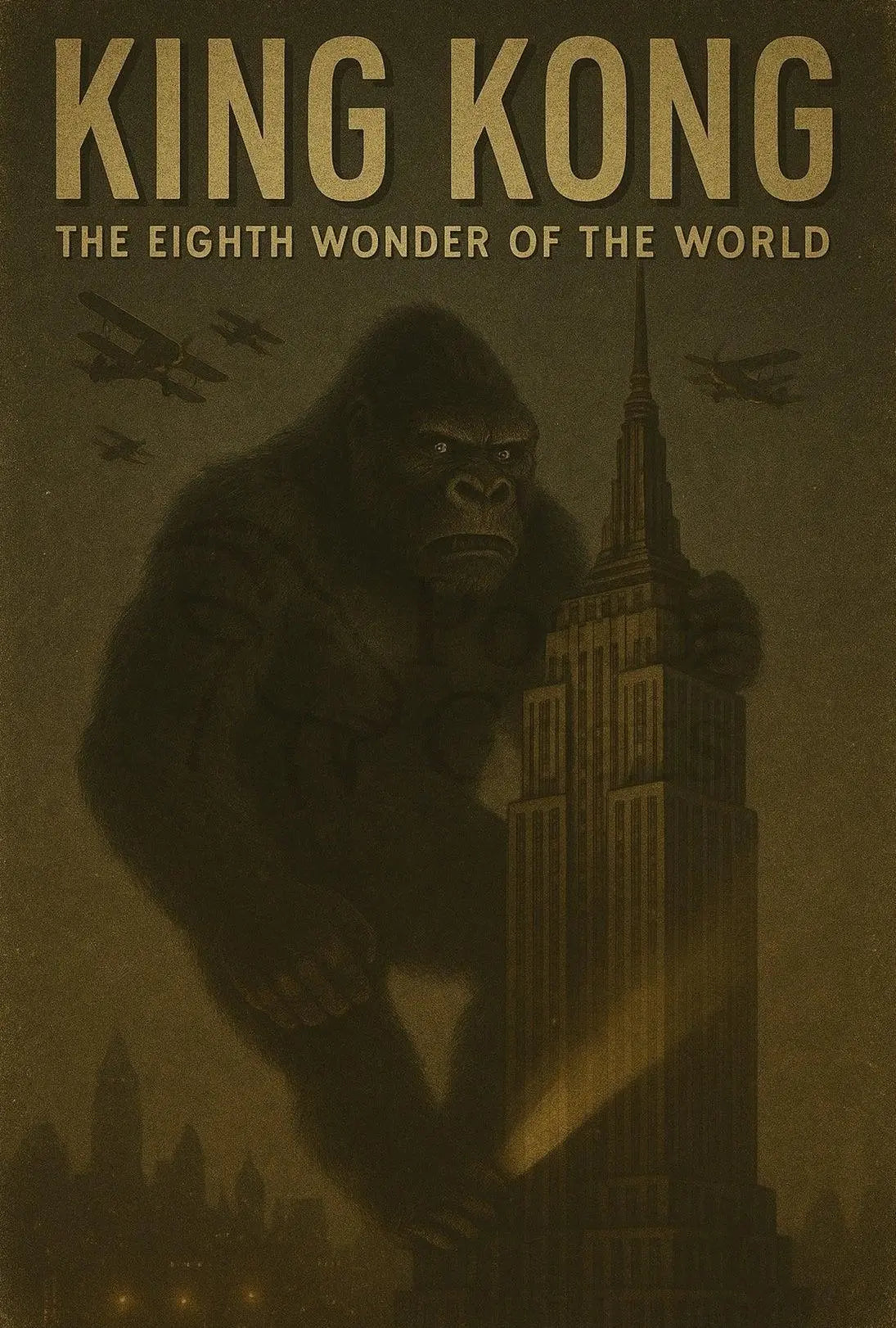 Giant Gorilla Empire State Building Vintage Pop Culture Poster PosterGoat