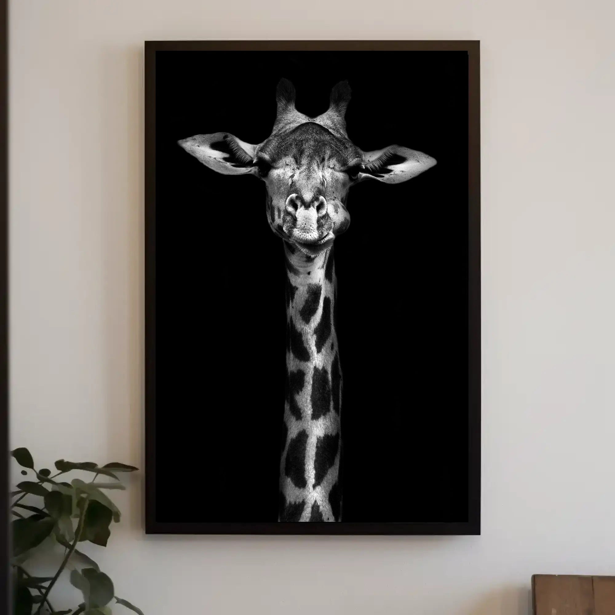 Giraffe's Grace: Monochrome Elegance Animal Poster PosterGoat
