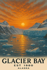Glacier Bay Alaska Sunset National Park Poster PosterGoat