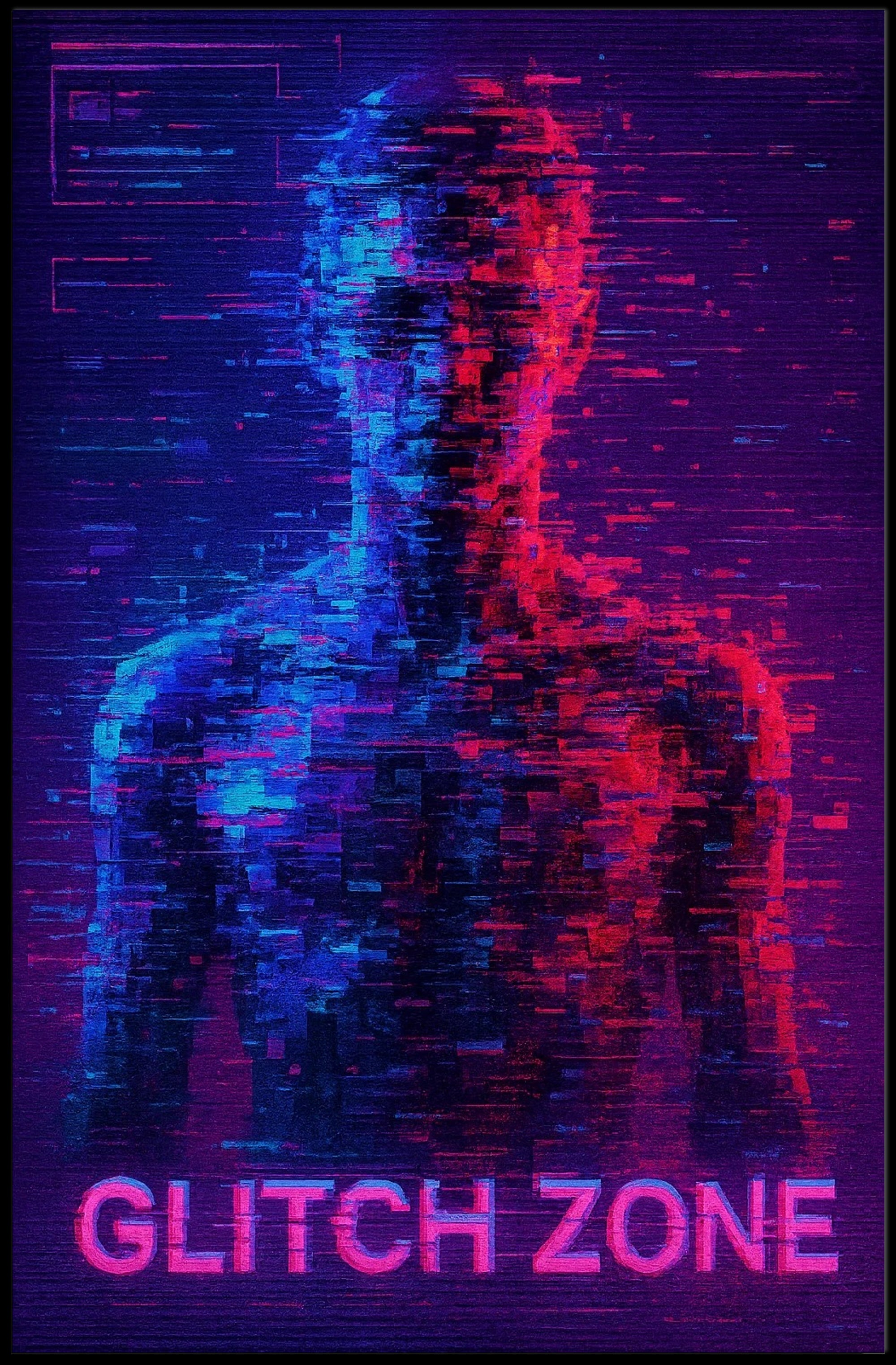 Glitch Zone Vibrant Futuristic Sci-Fi Poster PosterGoat