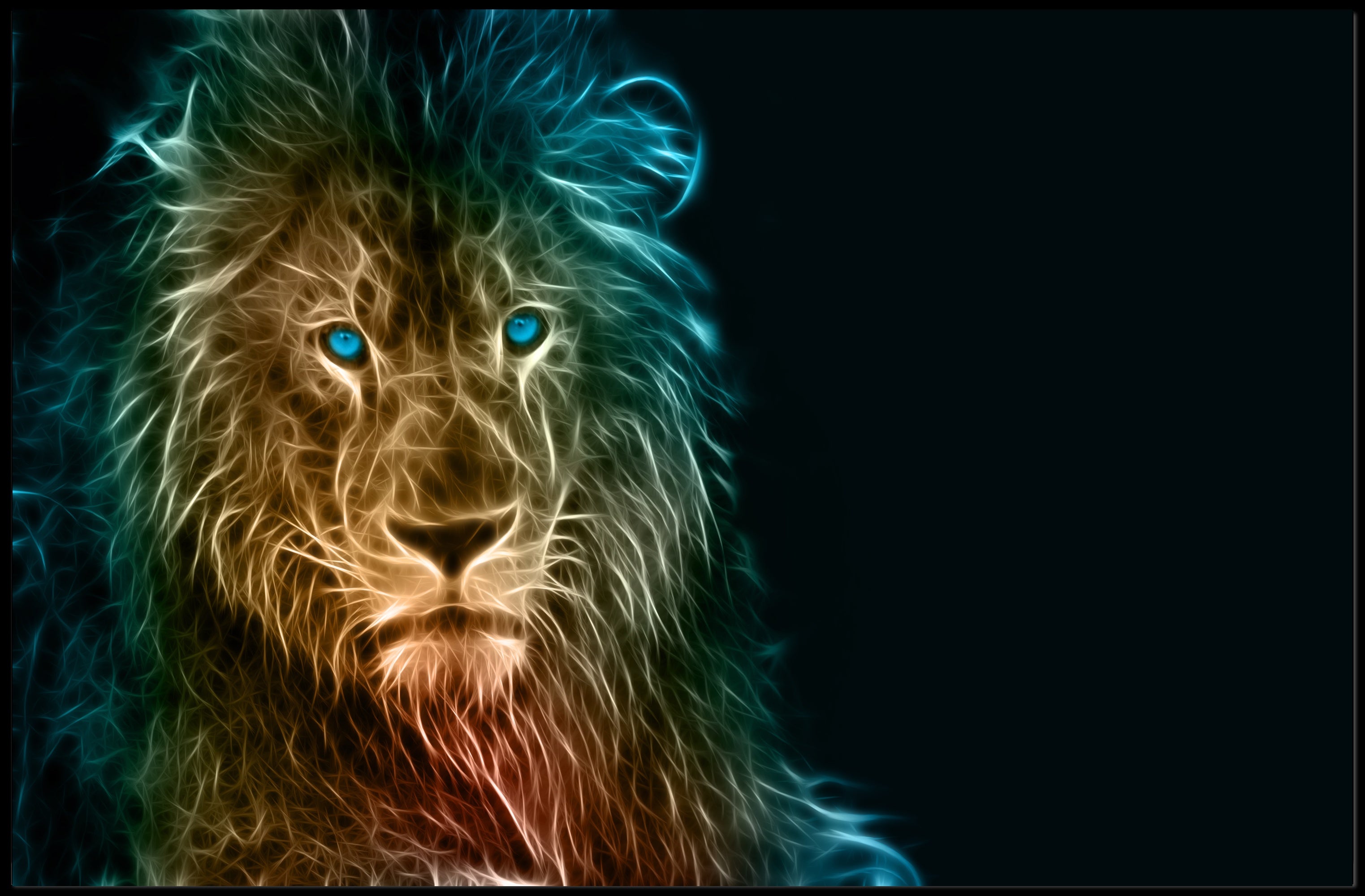 Glowing Ethereal Lion Portrait Animal Poster PosterGoat