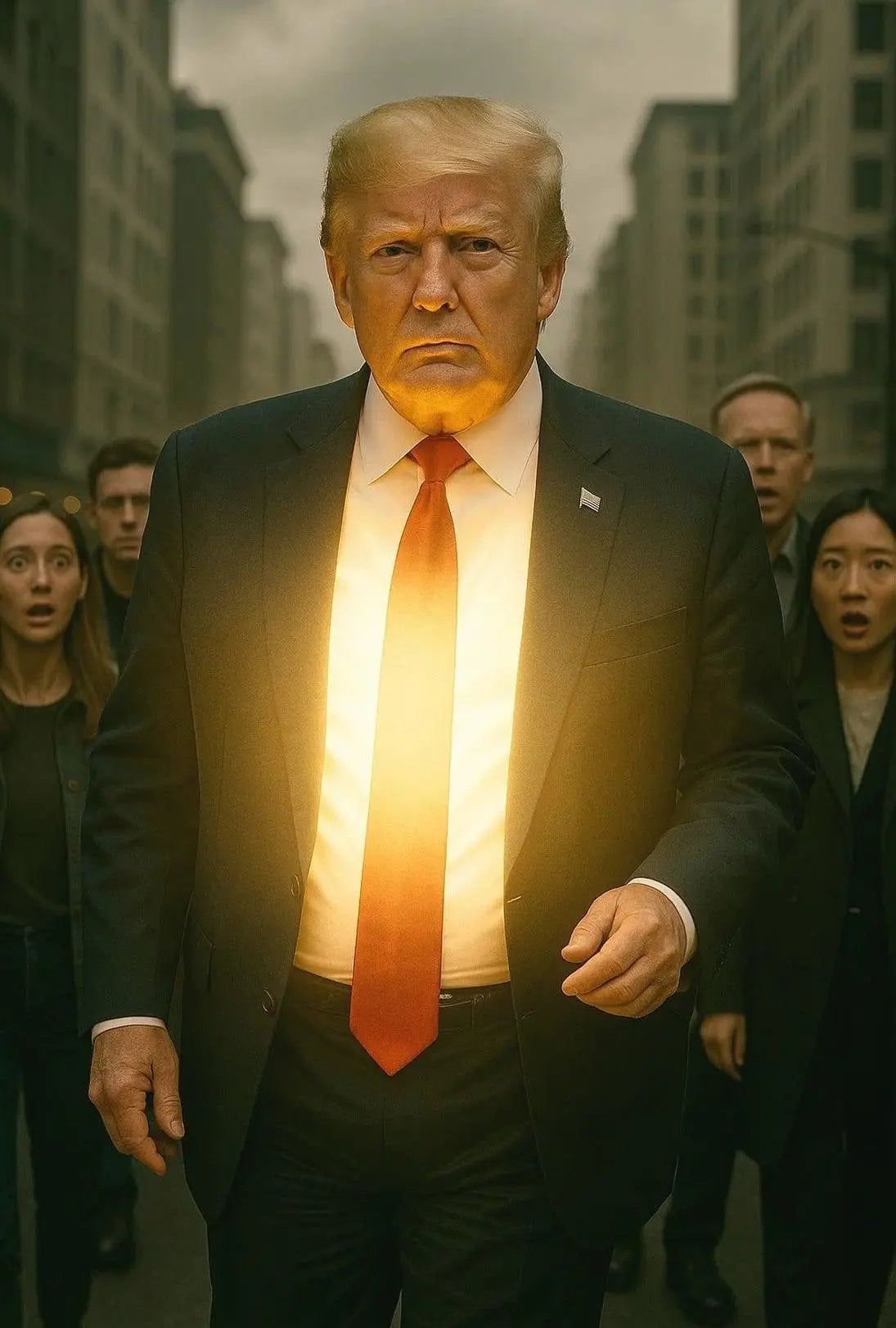 Glowing Urban Power Man Futuristic Sci-Fi Poster PosterGoat