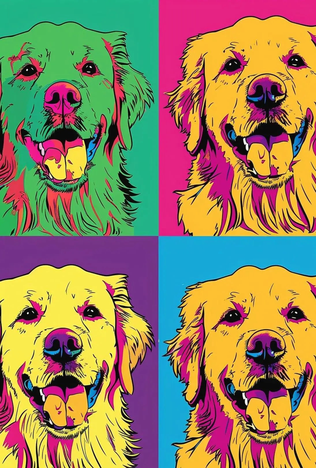 Golden Retriever Pop Art Fantasy Animal Poster PosterGoat