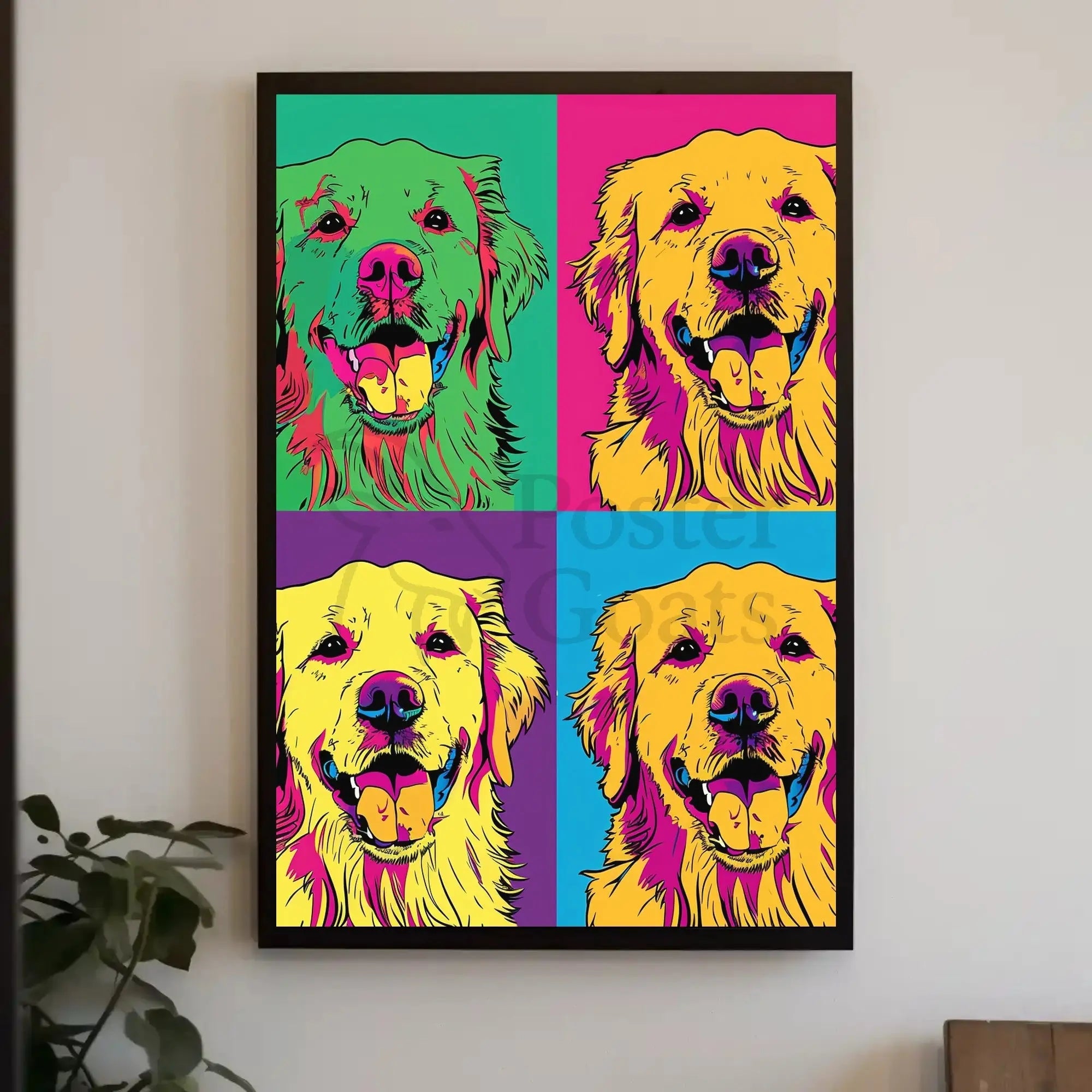 Golden Retriever Pop Art Fantasy Animal Poster PosterGoat