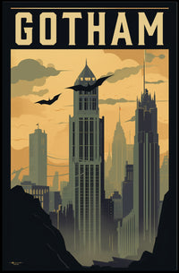 Gotham City Art Deco Skyline Pop Culture Poster PosterGoat