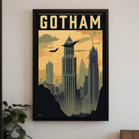 Gotham City Art Deco Skyline Pop Culture Poster PosterGoat