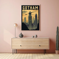 Gotham City Art Deco Skyline Pop Culture Poster PosterGoat