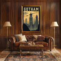 Gotham City Art Deco Skyline Pop Culture Poster PosterGoat