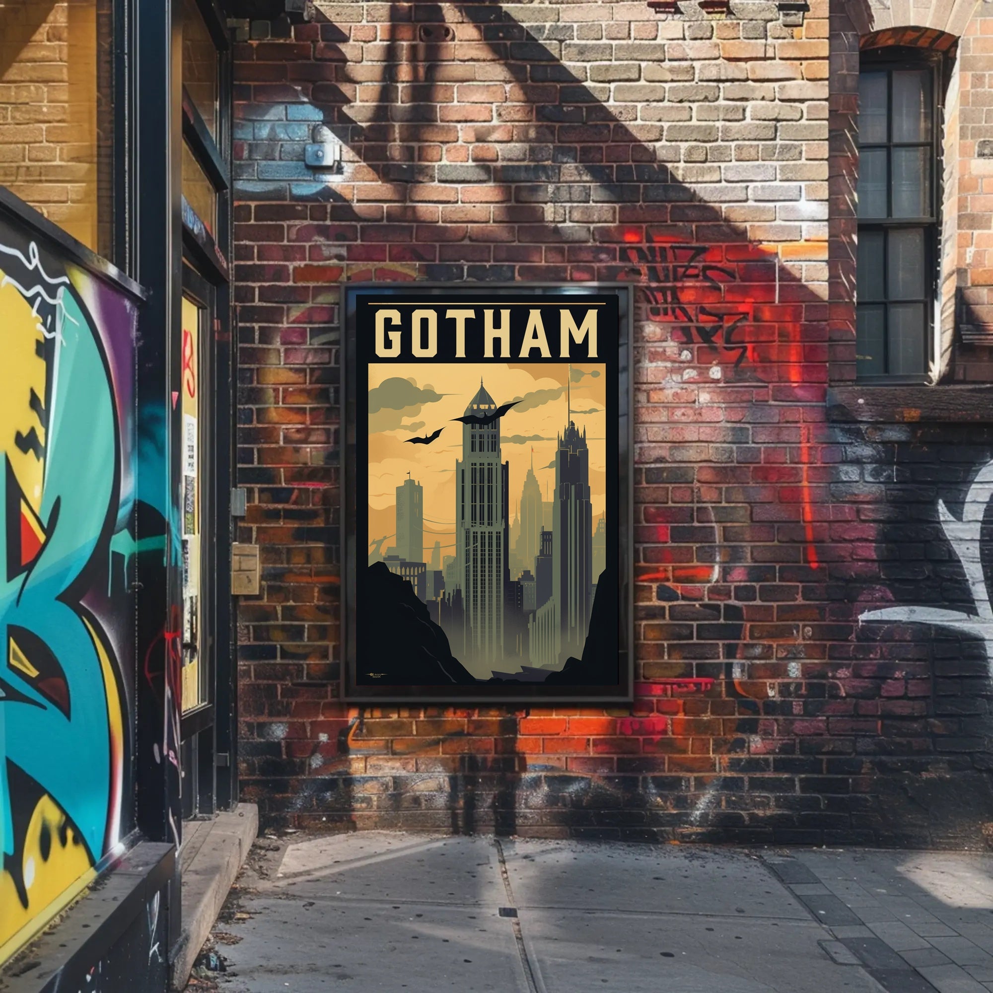 Gotham City Art Deco Skyline Pop Culture Poster PosterGoat
