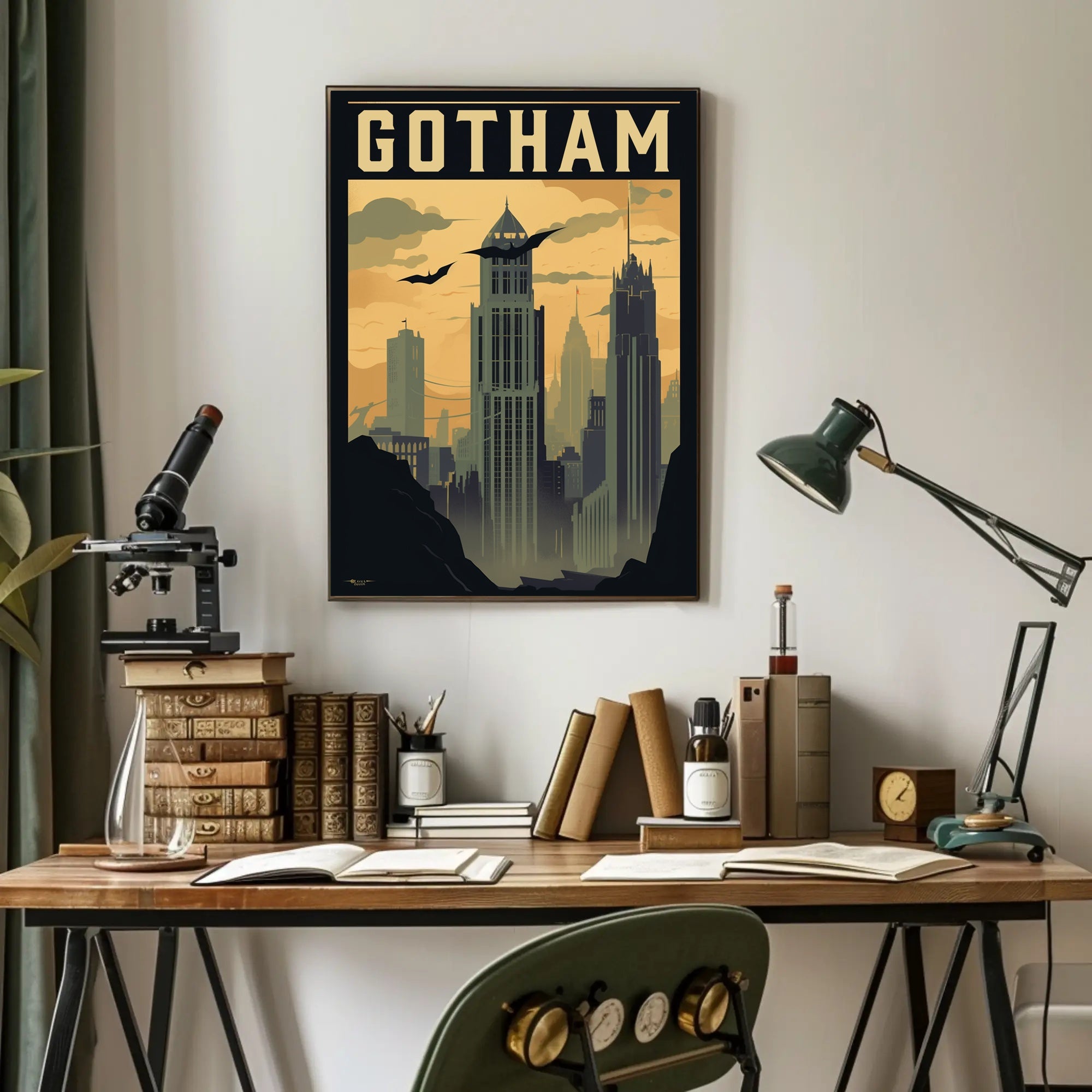 Gotham City Art Deco Skyline Pop Culture Poster PosterGoat