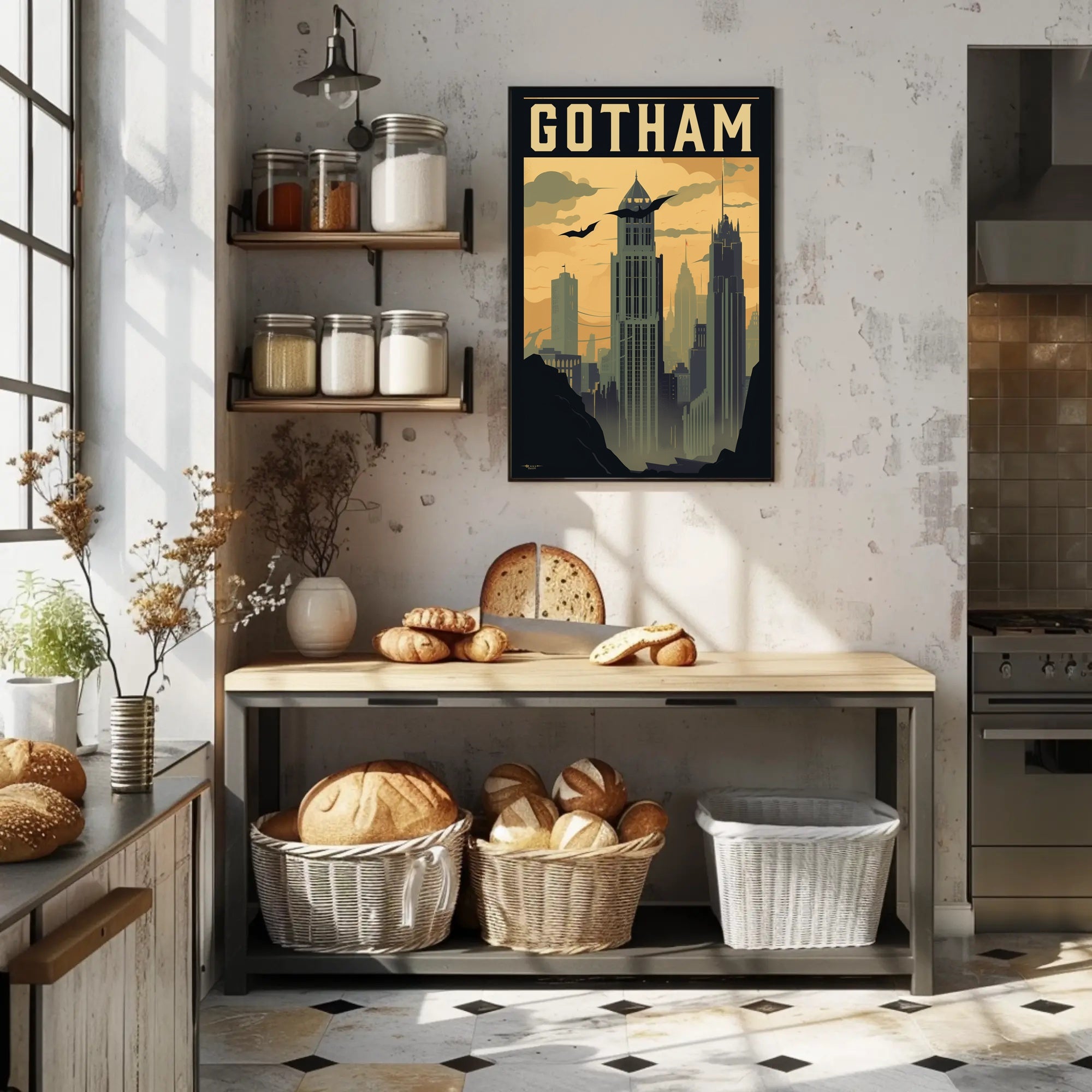 Gotham City Art Deco Skyline Pop Culture Poster PosterGoat