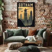Gotham City Art Deco Skyline Pop Culture Poster PosterGoat
