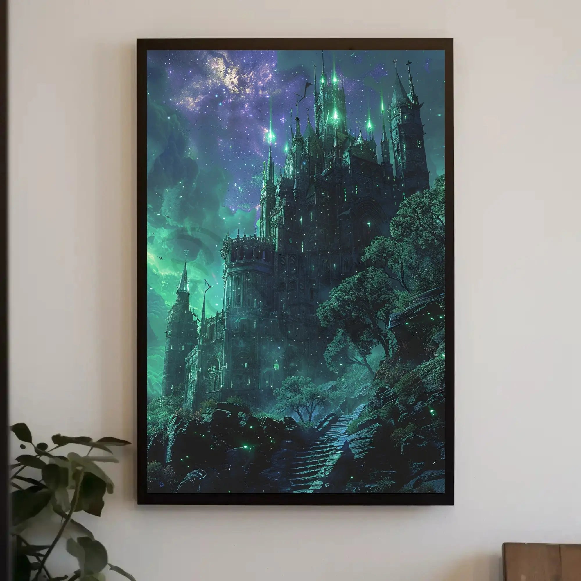 Gothic Castle Under Stars Fantasy Artistic Poster PosterGoat