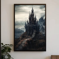 Gothic Castle on Rocky Landscape Artistic Poster PosterGoat