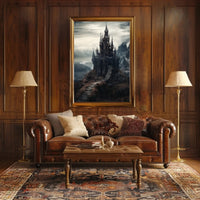 Gothic Castle on Rocky Landscape Artistic Poster PosterGoat