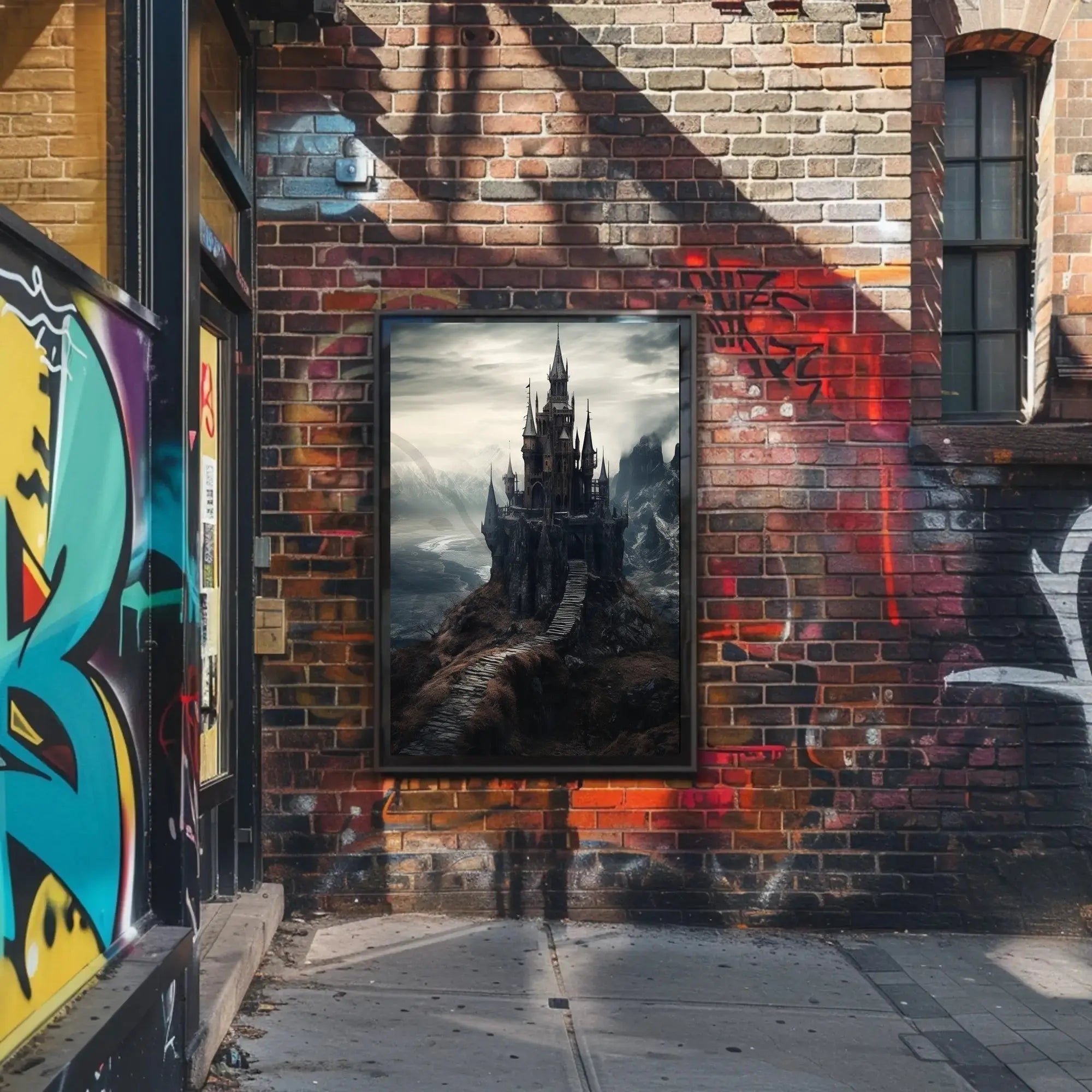 Gothic Castle on Rocky Landscape Artistic Poster PosterGoat