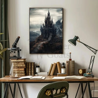 Gothic Castle on Rocky Landscape Artistic Poster PosterGoat