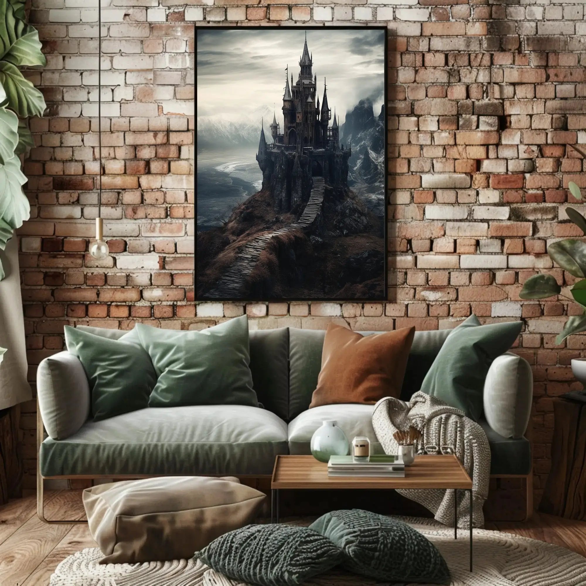 Gothic Castle on Rocky Landscape Artistic Poster PosterGoat