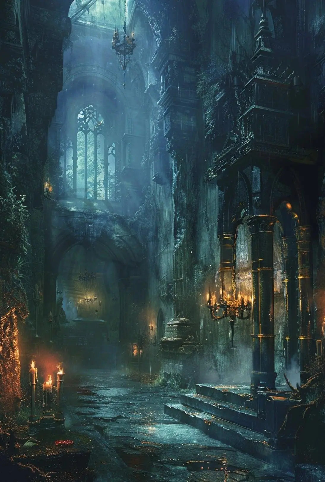 Gothic Fantasy Castle Interior Art - Abstract Poster PosterGoat