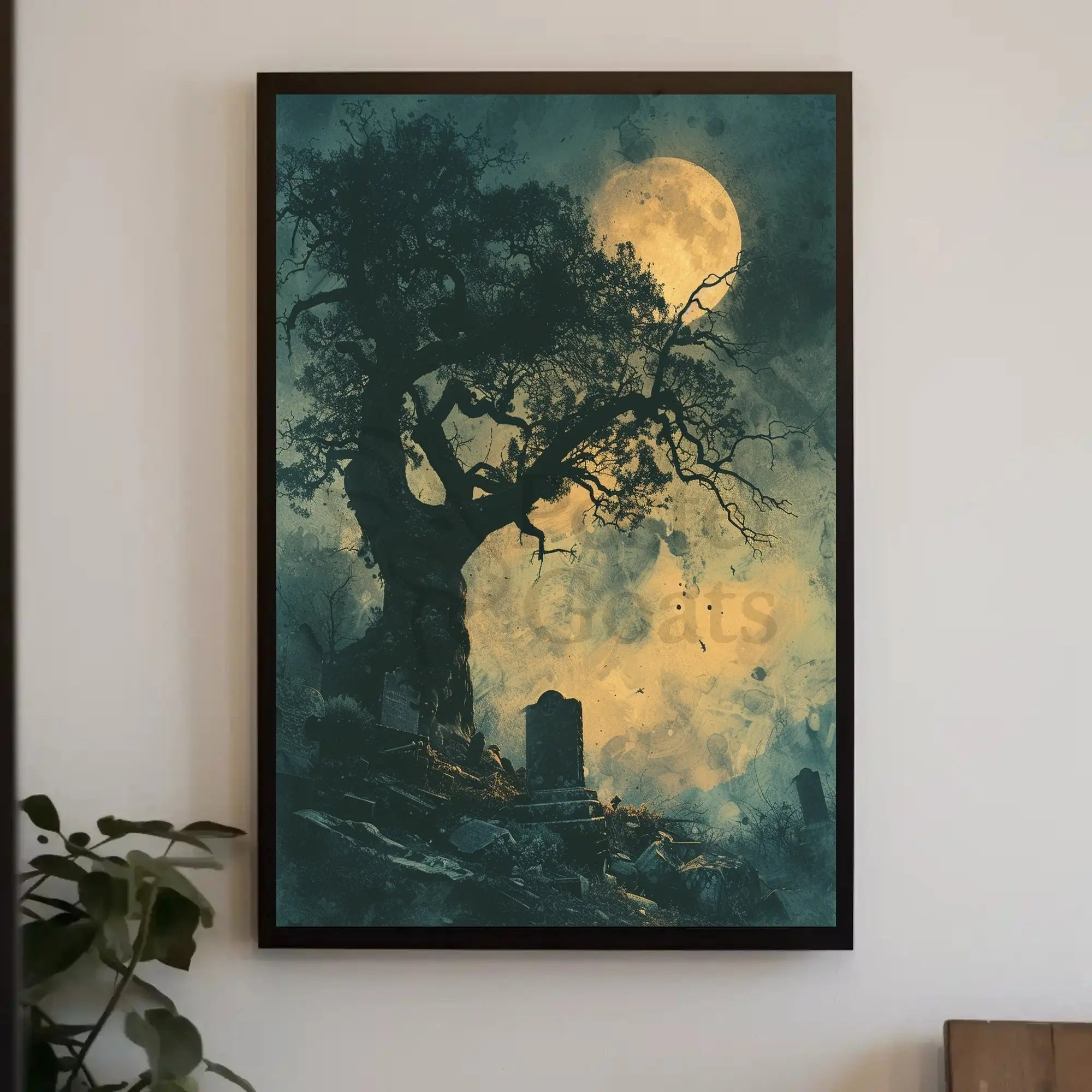 Gothic Graveyard Moonlight Scene Artistic Poster PosterGoat