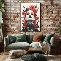 Gothic Surrealism Women's Portrait with Floral Fantasy Art Poster PosterGoat