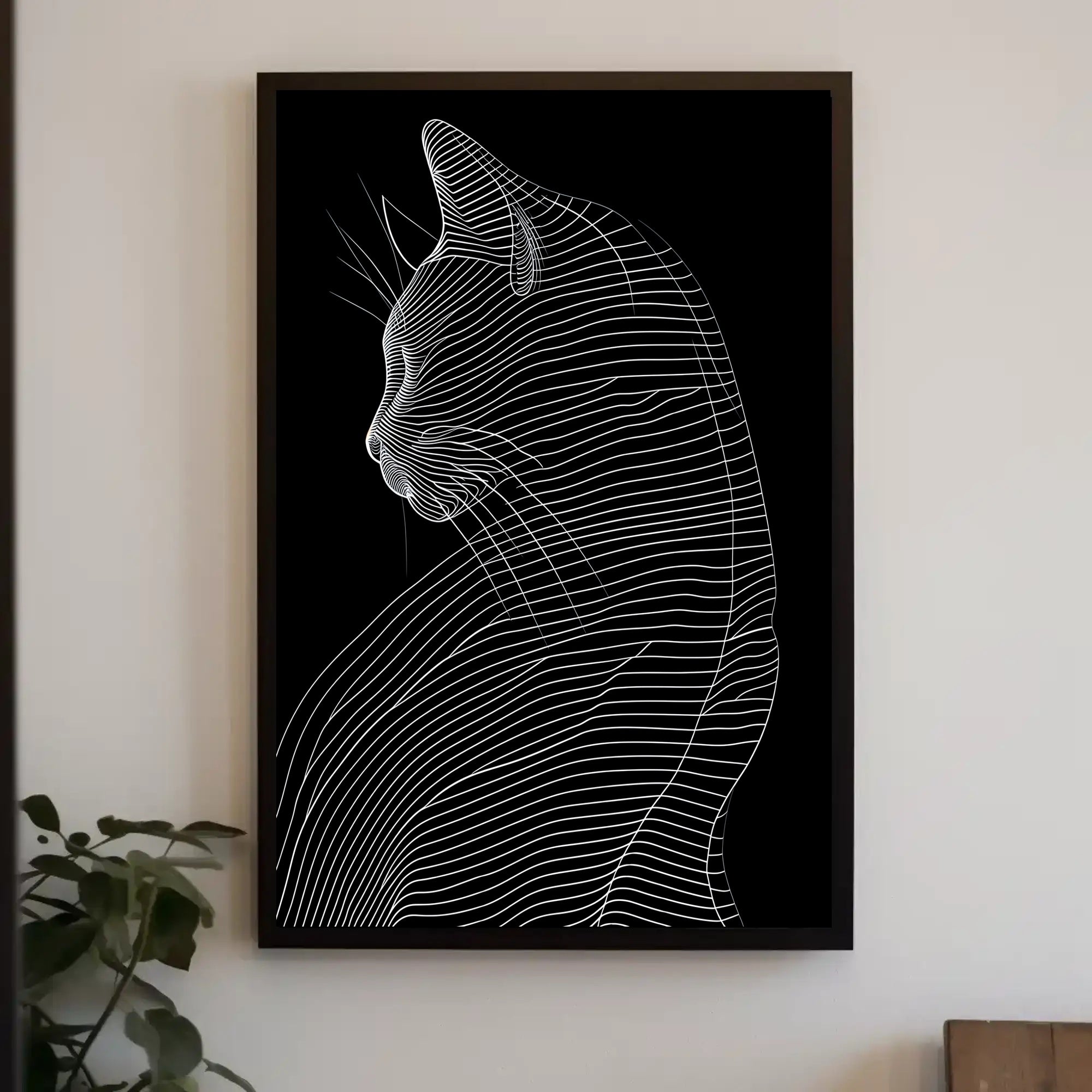 Graceful Cat Line Art Minimalist Animal Poster PosterGoat