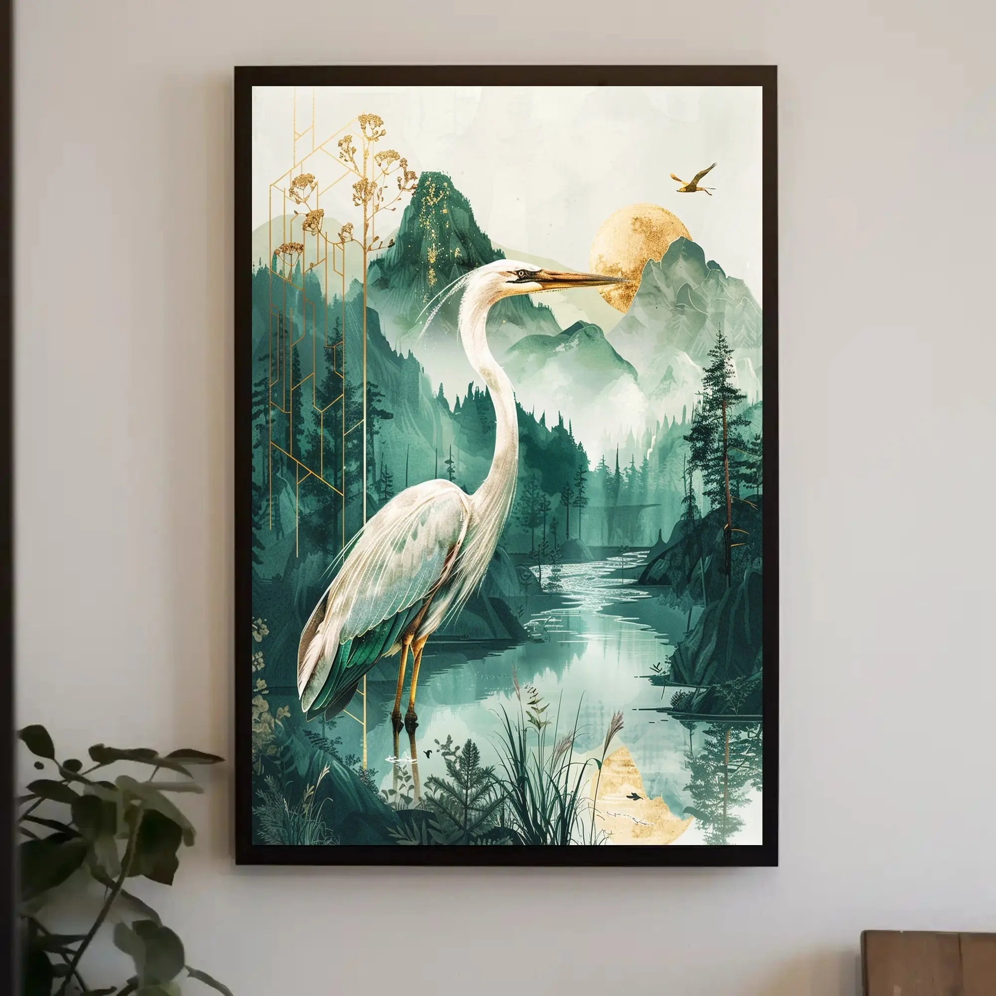 Graceful Heron in Nature Artistic Animal Poster PosterGoat