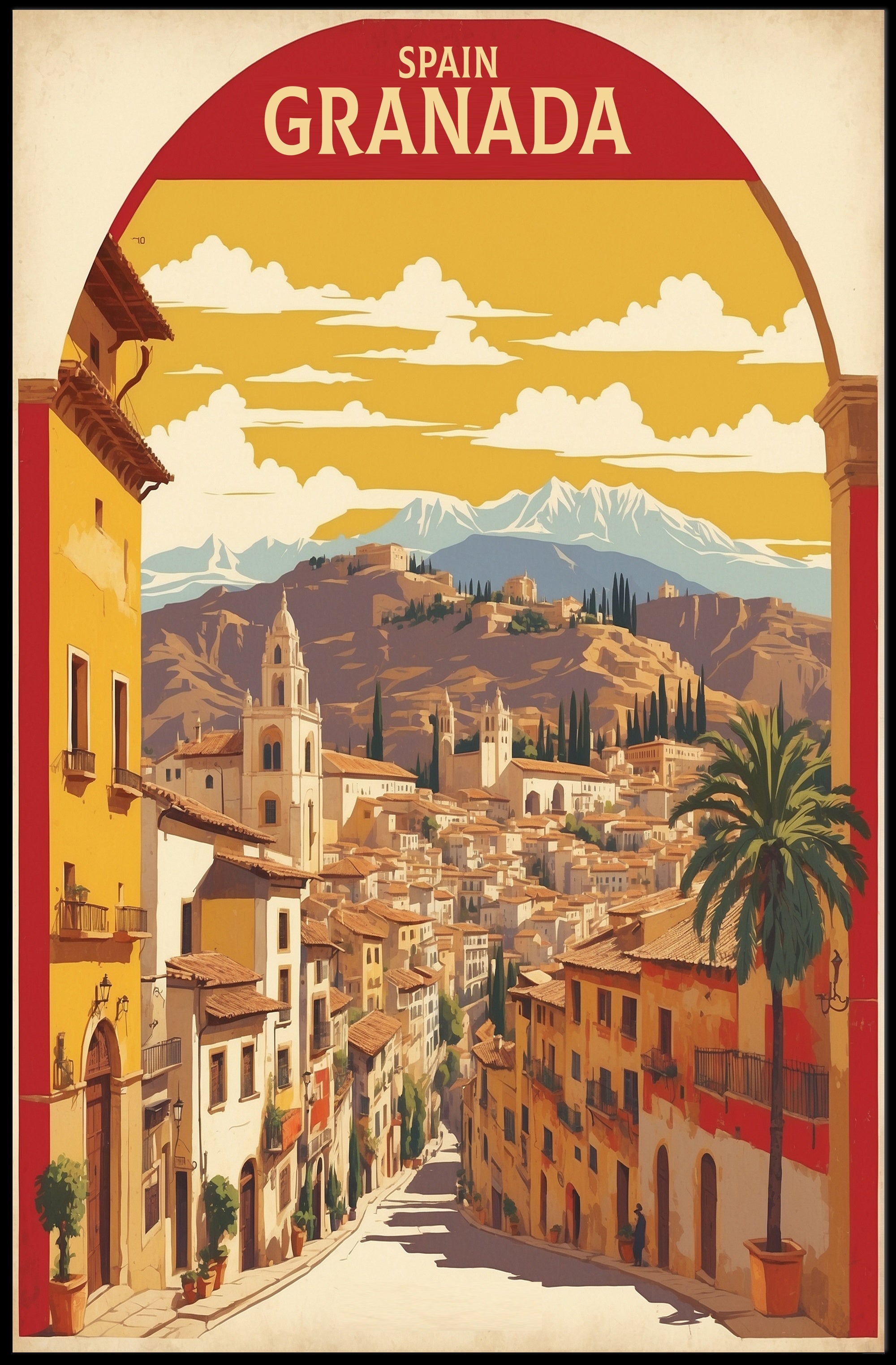 Granada Spain Vintage Architecture Travel Poster PosterGoat
