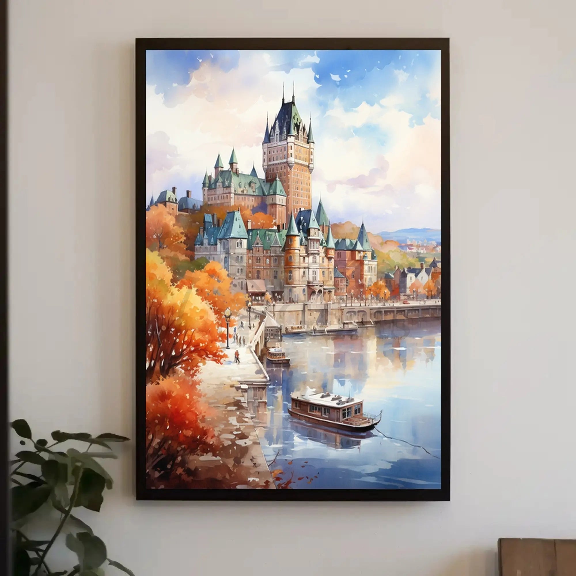 Grand Château Frontenac Watercolor European Travel Poster PosterGoat