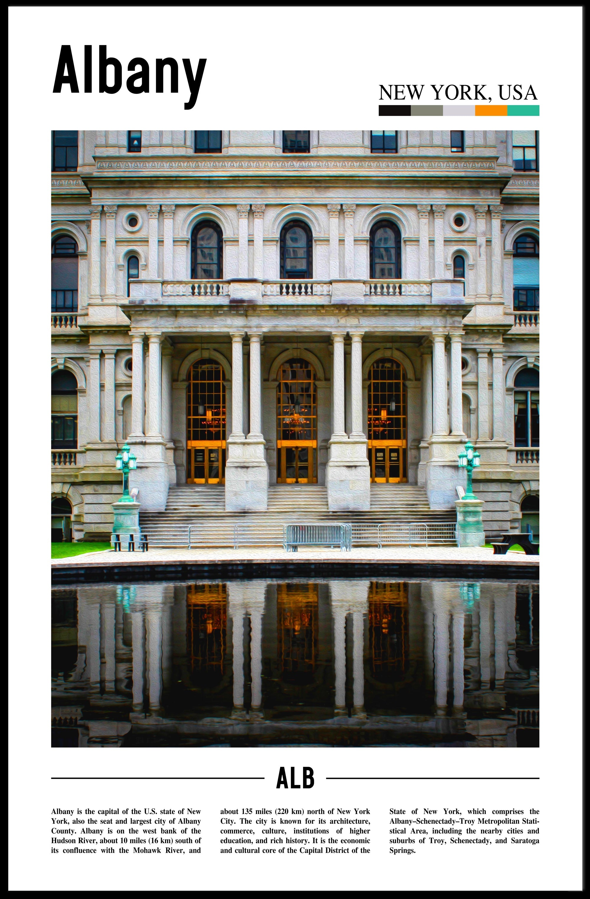 Grand Historical Architecture Reflected Water Symmetry Heritage Poster PosterGoat