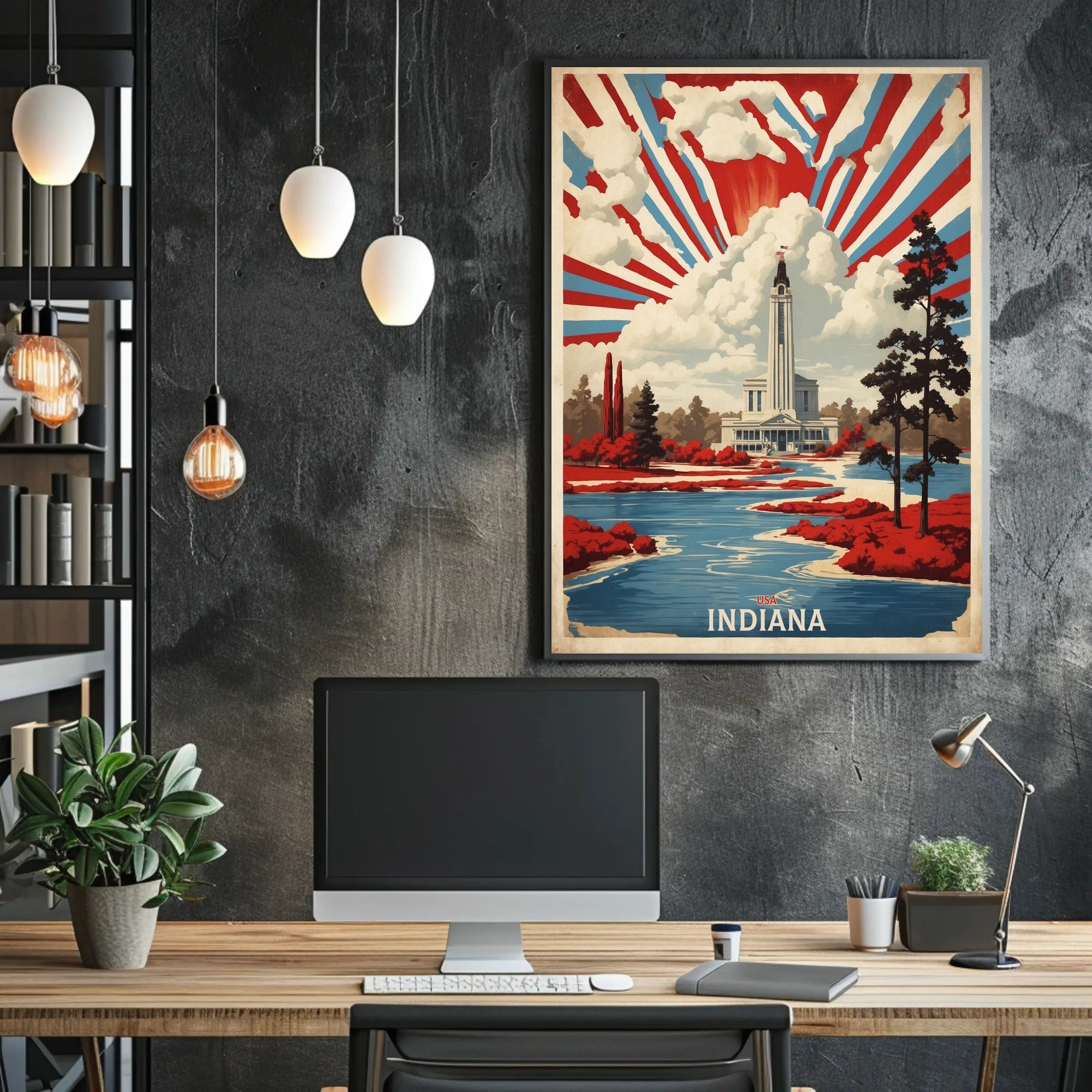 Grand Landmark with Vibrant Foliage Urban or Cityscape Poster PosterGoat