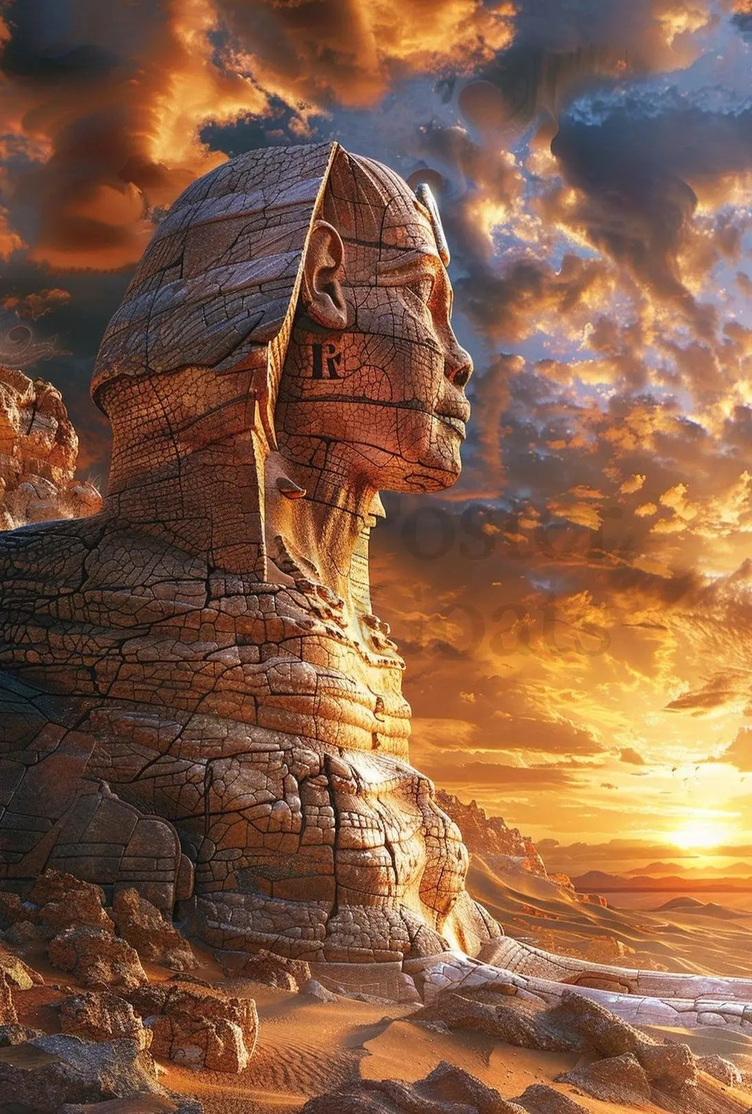 Great Sphinx of Giza Surreal Art Cultural Poster PosterGoat
