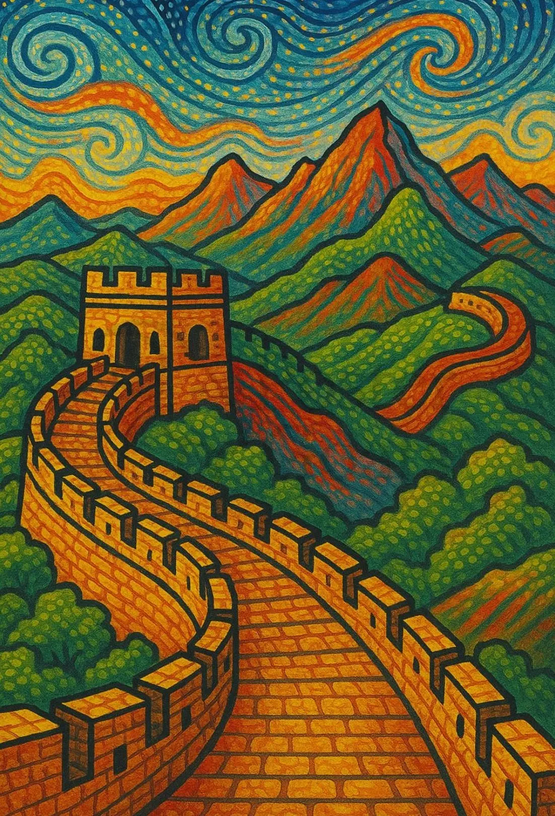 Great Wall Artistic Masterpiece Cultural or Heritage Poster PosterGoat