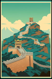 Great Wall of China Artistic Illustration Cultural Heritage Poster PosterGoat