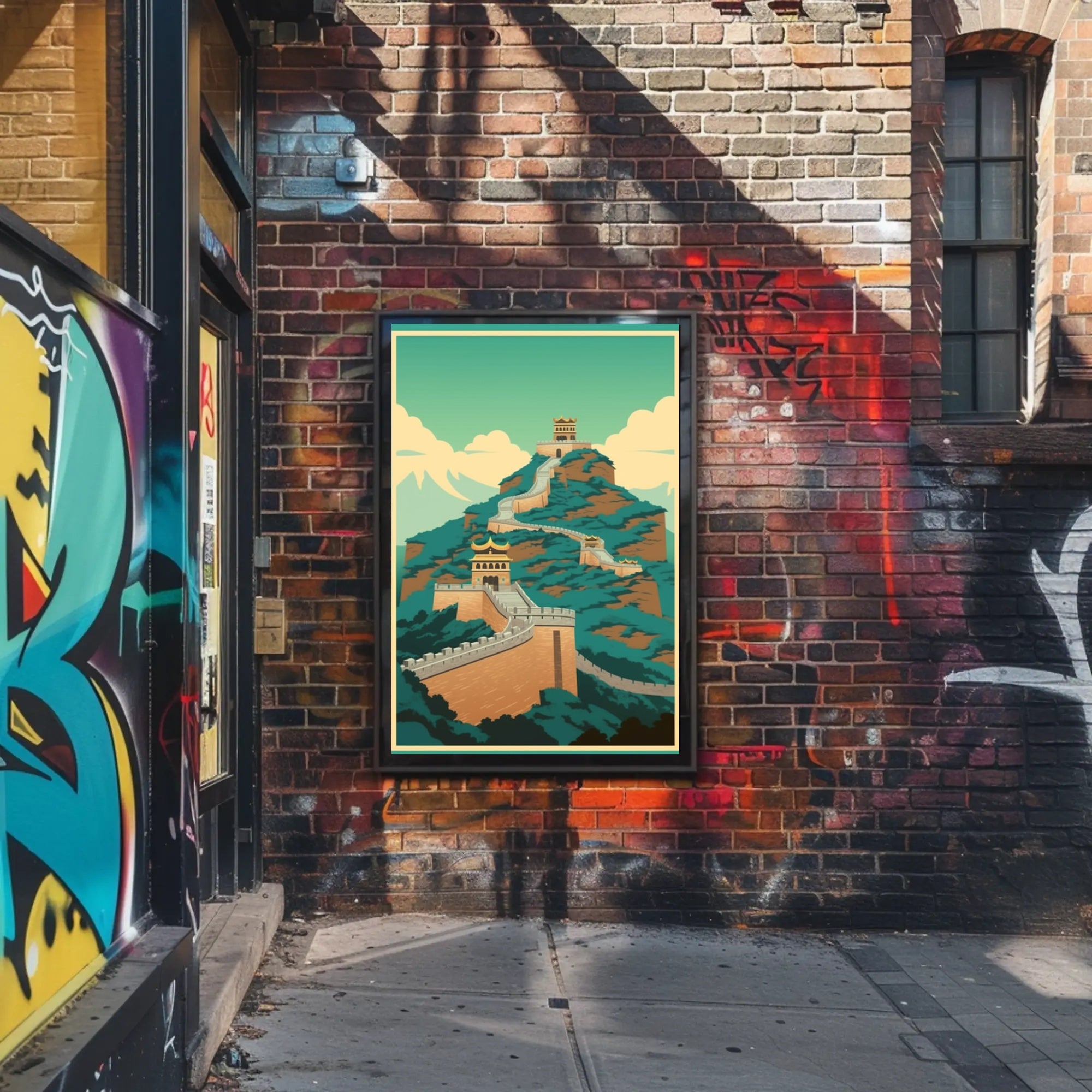 Great Wall of China Artistic Illustration Cultural Heritage Poster PosterGoat