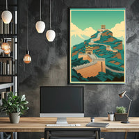 Great Wall of China Artistic Illustration Cultural Heritage Poster PosterGoat