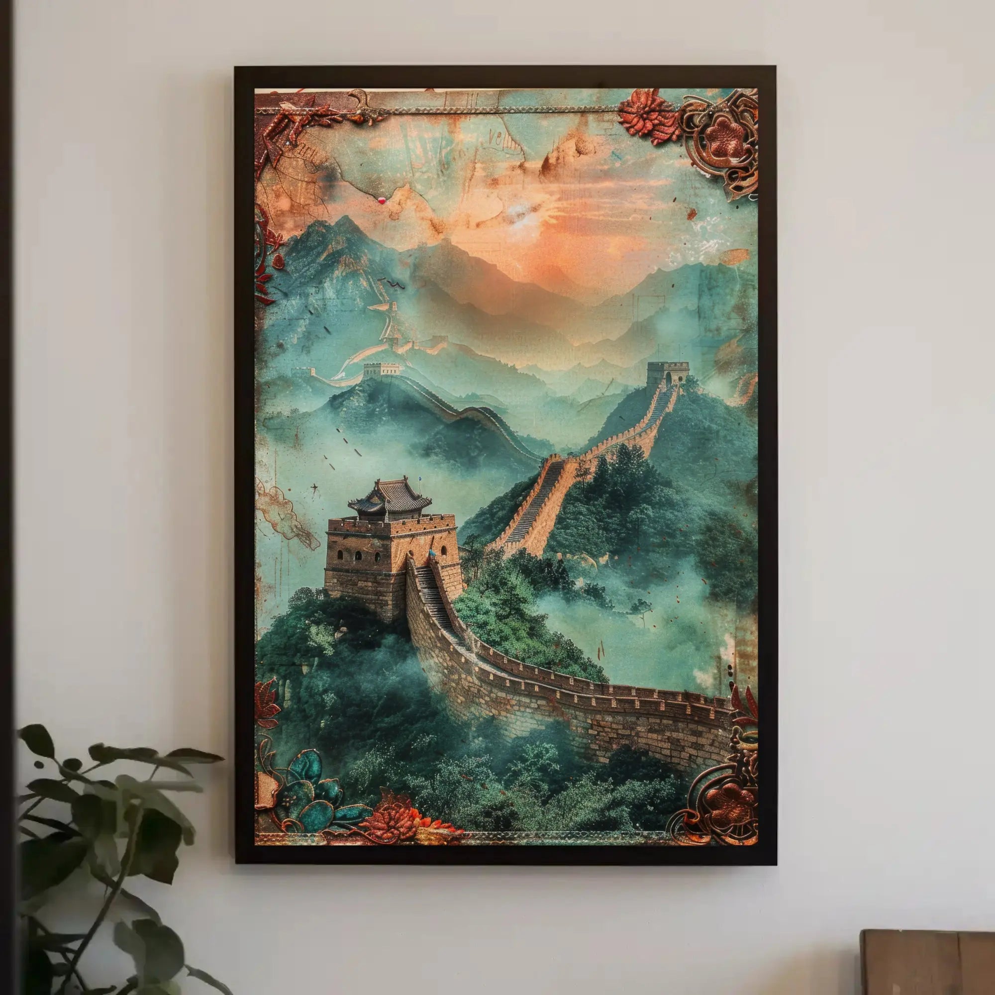 Great Wall of China Sunset Cultural Poster PosterGoat